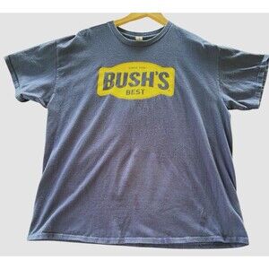 Bush’s Best Logo T Shirt XL Navy Blue Graphic Tee Food Brand USA